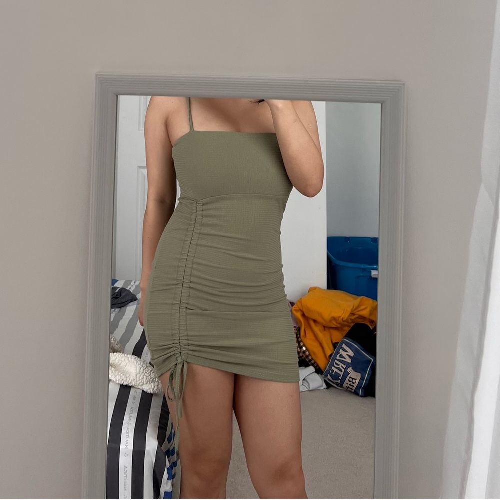 Dainty mini sage green dress